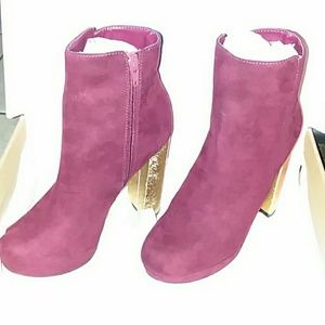 Burgundy Golden Heel Booties